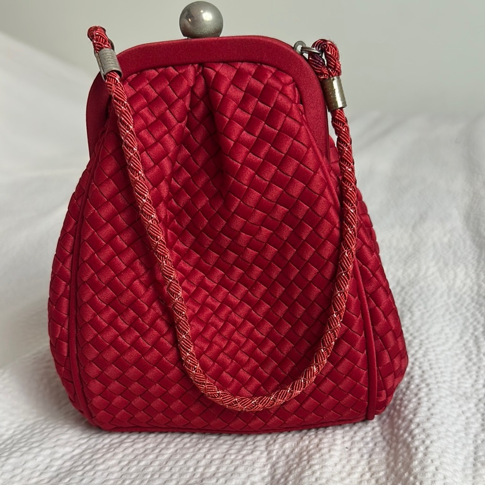 Elegant‎ Talbots Red Woven Handbag/ evening bag purse